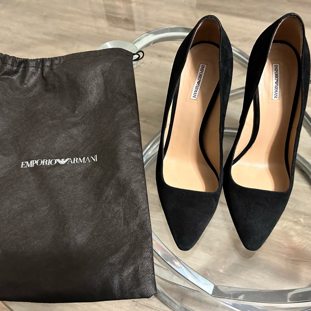 Emporio Armani Black Suede Heels